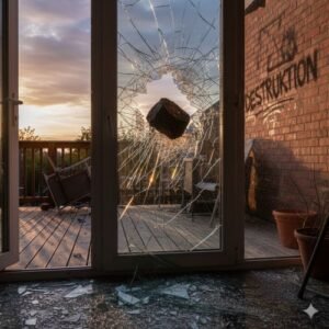 Glasbruch durch äußere Einwirkung